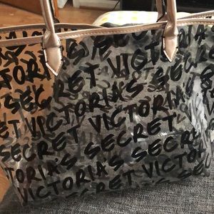 Clear Victoria secret graffiti tote